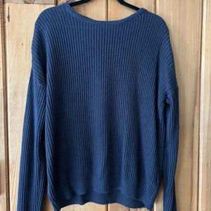 Navy Blue Sweater - Soft Knit, Drop Shoulder, Loose Fit